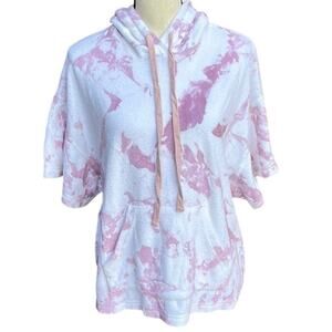 Electric & Rose Terry Tie Dye Short Sleeve Relaxed Oversized Hoodie Medium NWOT